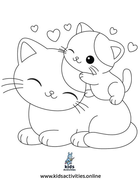 Free Printable Cute Cat Coloring Pages For Toddlers ⋆ Kids Activities Cat Coloring, Cat Colouring Pages, Kitten Coloring Pages, Cat Drawing Cute, Cat Coloring Pages Free Printable, Cat Coloring Pages, Escudo Paw Patrol, Kittens Coloring, Cat Template