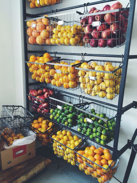 Homestead Fridge, Canning Kitchen Design, Homesteaders Pantry, Vegetable Shop Design Ideas, Mini Market Design Interior, Homestead Kitchen Design, Canning Organization, Produce Shelves, Alchemy Kitchen