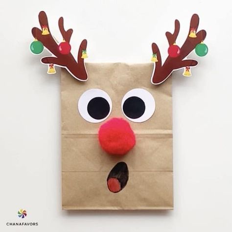 Reindeer Bags Brown Paper, Reindeer Gift Bags, Diy Reindeer, Class Crafts, Reindeer Horns, Wrapping Inspiration, Christmas Treat Bags, Reindeer Gifts, Gift Wrapping Inspiration