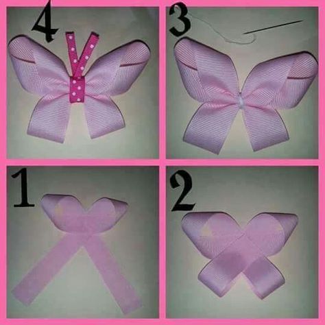 Ribbon Butterfly Diy, Ribbon Barrettes Diy, Diy Gift Bow, Hair Bows Diy Ribbon, Ribbon Butterfly, Butterfly Ribbon, Diy Lace Ribbon Flowers, Silk Ribbon Embroidery Patterns, Girls Hair Bows Diy