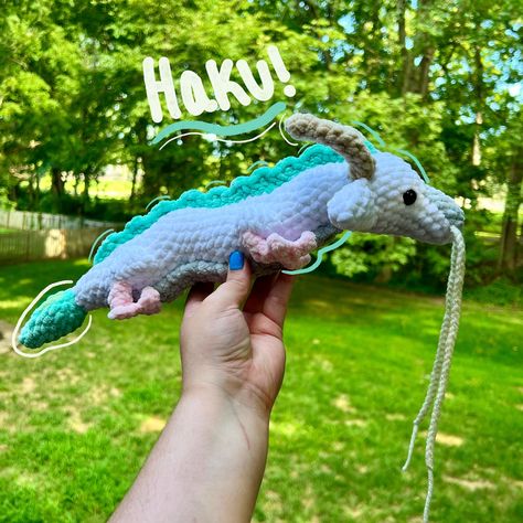 haku the river spirit dragon 🐉 this was a pattern test for @songbirdcrochetart ! this has got to be one of my favorite pattern tests, the shaping of the body is so unique and although it requires a lot of sewing, the end result is so worth it!!! i’m so so honored that i got to test this 🥹 ♥︎ pattern by the amazing: @songbirdcrochetart ♡ yarn: sweet snuggles lite and hobbii honey bunny #crochet #crochetaddict #amigurumi #cutecrochet #newpost #crochetpattern #sanrio #crochetersofinstagram #... Ghibli Cute, Spirit Dragon, River Spirit, Dragon Plushie, Yarn Projects Crochet, Plushie Amigurumi, Dragon Crochet, Crocheted Animals, Plush Crochet