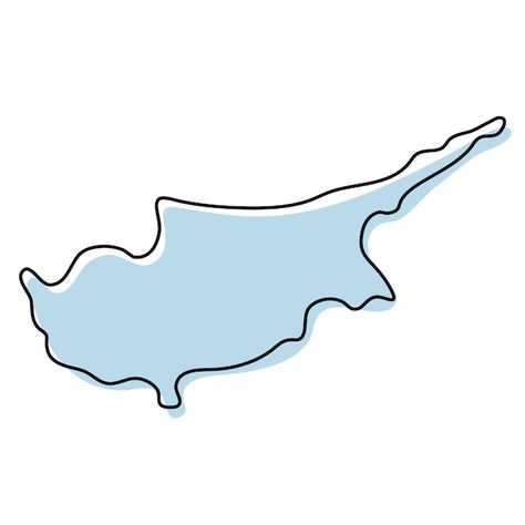 Cyprus Map Illustration, Cyprus Illustration, Cyprus Map, Blue Sketch, Assouline Books, Map Outline, Clay Art Projects, Illustrated Map, Map Vector