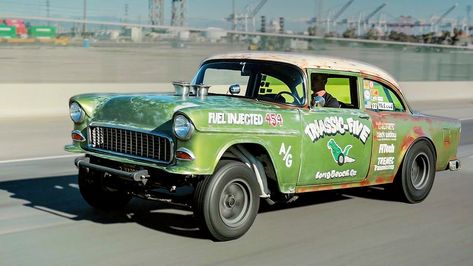 A 1955 Chevy Gasser Built by a Hot Wheels Designer 57 Chevy Trucks, Classic Muscle Cars, Custom Bobber, 1955 Chevy, Classic Hot Rod, 55 Chevy, Custom Hot Wheels, Custom Muscle Cars, Cars 3