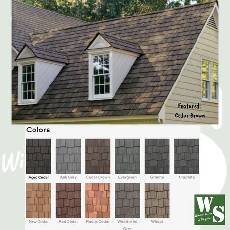 Synthetic Shake Roof, Synthetic Cedar Shake Roof, Brown Shingle Roof, Cedar Roof Shingles, Metal Shake Roof, Types Of Roof, Roof Shingle, Cedar Shake Siding, Roof Shingle Colors