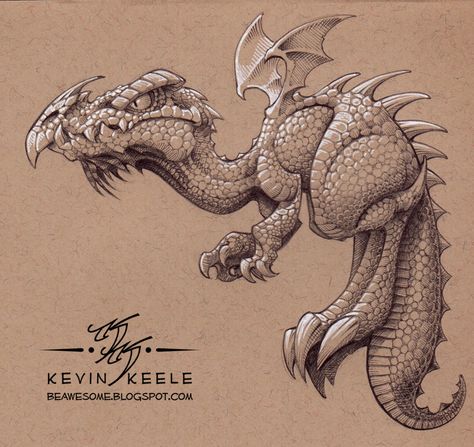 Be Awesome: Sketchbook June '13 Kevin Keele, Kangaroo Rat, Dragon Sketch, Toned Paper, Dragon Artwork, Arte Sketchbook, Be Awesome, Dragon Drawing, Fantasy Dragon