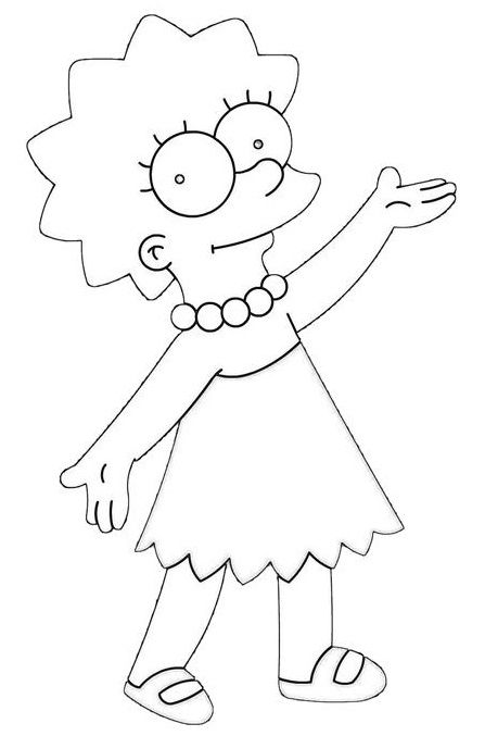 Simpsons Line Art, Drawings Of The Simpsons, Lisa Simpson Drawing, Cartoon Character Coloring Pages, Character Coloring Pages, Easy Cartoon Characters, Hipster Drawings, Simpsons Drawings, Disney Drawings Sketches