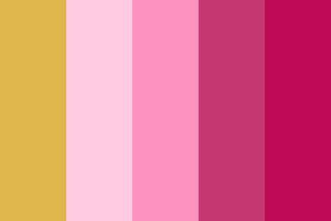 Pink And Mustard Color Palette, Pink And Gold Colour Palette, Bubblegum Pink Color Palette, Pink And Gold Palette, Dark Pink Palette, Pink And Yellow Color Palette, Pink And Gold Color Palette, Sketchbook Reference, Brain Quest