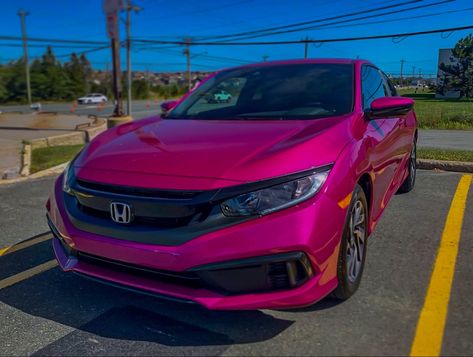 Pink Honda, Black Honda Accord, Honda Civic Accessories, Honda Civic Car, Black Honda, Civic Car, Car Deco, Girly Car, Car Wrap Design