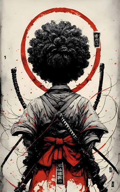 Experience the silent strength of the Afro samurai in our striking illustration. Capturing power and dignity, this artwork embodies the spirit of honor and resilience. -- Choose from our vast selection of Crewneck and V-Neck T-Shirts to match with your favorite design to make the perfect custom graphic T-Shirt. Pick your favorite: Classic, Relaxed Fit, V-Neck, Tri-Blend, Dolman Extra Soft Tri-Blend, Slouchy V-Neck, Slouchy, Premium, Heavyweight, Curvy, Ringer, and Curvy V-Neck. Customize your co Afro Samurai Poster, Samurai Graphic Design, Yasuke Black Samurai Tattoo, Yasuke Black Samurai Art, Afro Samurai Wallpapers, Curvy Artwork, Resilience Art, Ninja Tattoo, Black Samurai