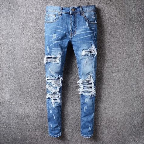 Ripped Biker Jeans, Biker Denim, Biker Pants, Ripped Jeans Men, Stretch Denim Pants, Biker Jeans, Slim Denim, Motorcycle Style, Distressed Denim Jeans