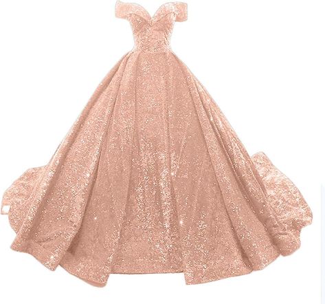 Ball Gown With Train, Rose Gold Wedding Dress, Gold Ball Gown, Rose Gold Prom Dress, Debut Gowns, Military Ball Gowns, Off Shoulder Evening Dress, Rose Gold Dress, Evening Dress Long