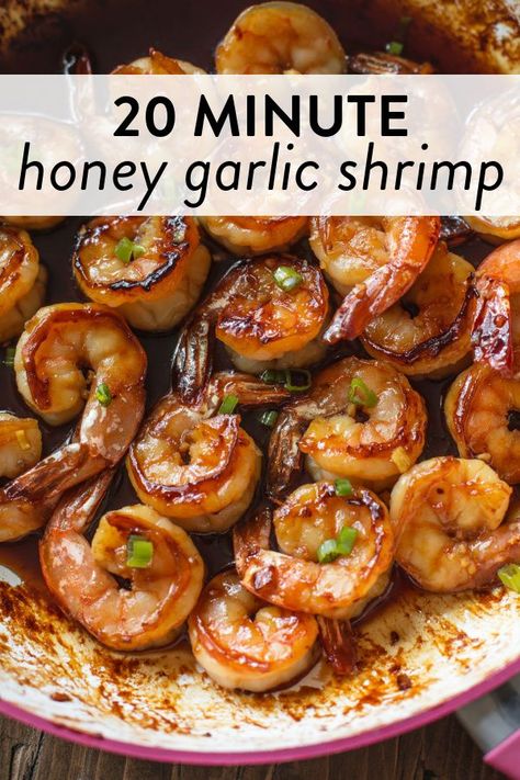 Easy Cheap Shrimp Recipes, Simple Shrimp Dishes, Quick & Healthy Dinner: 20 Minute Honey Garlic Shrimp, Easy Skillet Shrimp Recipes, Dinner Ideas For Shrimp, Easy Fast Dinners Simple, Easy Dinner Shrimp Recipes, Honey Garlic Chicken And Shrimp, Sauted Shrimp Easy