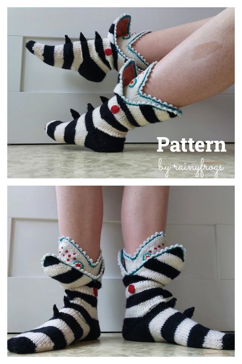 4 Shark Socks Knitting Patterns Beetlejuice Sandworm Crochet Pattern Free, Beetlejuice Knitting, Beetlejuice Crochet Pattern Free, Beetlejuice Crochet Pattern, Crochet Sandworm, Beetlejuice Pattern, Halloween Knitting Patterns Free, Beetlejuice Crochet, Sandworm Beetlejuice