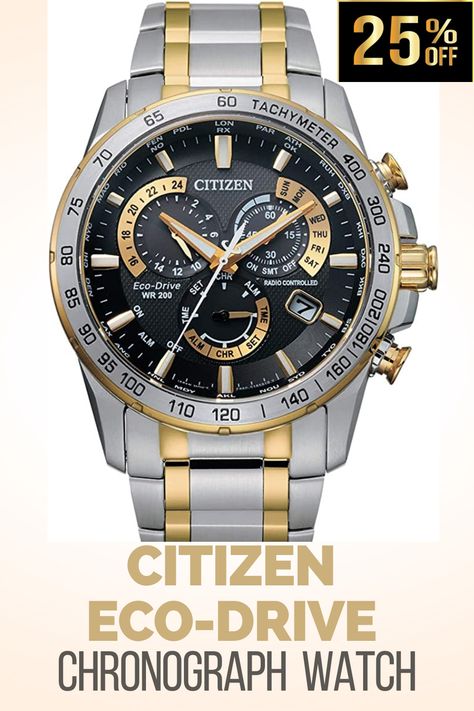 Citizen Eco-Drive PCAT Chronograph Men's Watch Aesthetic Watches, Atomic Clock, Time Alarm, Citizen Eco, Perpetual Calendar, Eco Drive, 60 Minutes, Bold Design, Watch Gifts