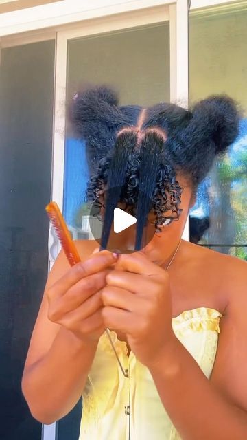 2 Ponytails Natural Hair, Afro Ponytail Hairstyles, Drawstring Ponytail Hairstyles, Two Ponytail Hairstyles, Afro Ponytail, Two Ponytails, Perm Rods, Drawstring Ponytail, Natural Hair Community