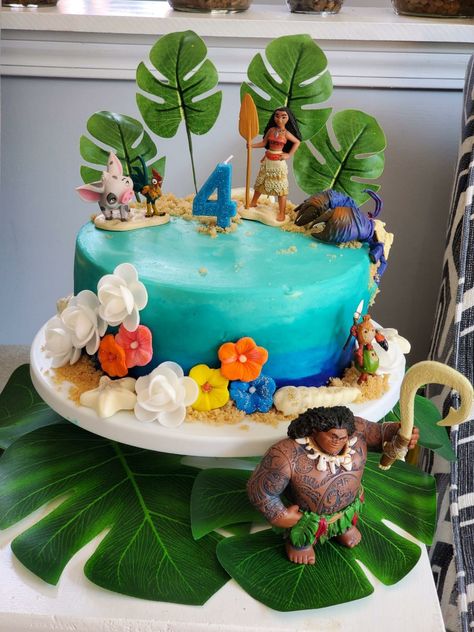 This is my diy buttercream Moana birthday cake! 8" Single tier with 4 layers. Moana Diy Cake, Diy Moana Cake, Maui Birthday Cake, Moana Cake Ideas, Moana Birthday Cake Ideas, Mohana Cake, Moana Cake Design, 8 Birthday Cake, Birthday Cake 8