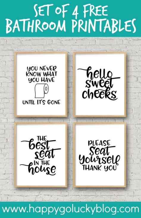 Set of 4 Free Bathroom Printables Free Printable Bathroom Signs, Bathroom Printables Free, Printable Bathroom Signs, Gratis Printables, Bathroom Printables, Funny Bathroom Decor, Funny Bathroom Signs, Diy Bathroom Decor, Bathroom Humor