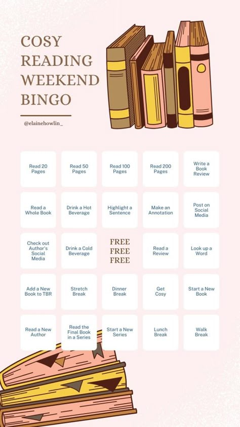 Bookstagram Bingos, Quizzes and Games – Elaine Howlin 2022 Bingo Instagram, Bookstagram Engagement, Book Review Ideas, Bookish Games, Tbr Ideas, Book Club Games, Bookish Bingo, Tbr Game, Movie Questions