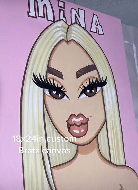 Bratz Painting, Bratz Paintings Canvas, Pink Canvas Art, Disney Canvas Art, Disney Canvas, Color Drawing Art, Chicano Drawings, Cool Pencil Drawings, Simple Canvas Paintings