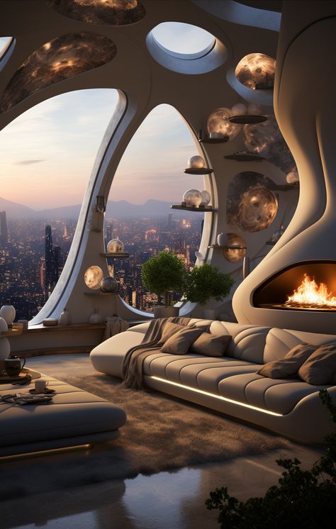 Futuristic architecture in realistic and cyber style unusual houses and buildings, cyber style buildings, room of the future, smart house, future, fantasy style apartment, magical city of the future, fantasy interior, unusual furniture #architecture #cyber #cyberpunk #unusual houses #interior #neurosciences #future interior #designinterior #smarthouse #cityofthefuture #design Futuristic Luxury Apartment, House Design Futuristic, Unusual Homes Interior, Futuristic Style Interior Design, Futuristic Room Concept Art, Apartment Futuristic, Futuristic Apartment Interior Design, Cyberpunk House Interior, Smart House Design