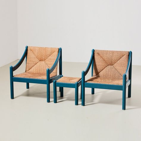 Listed on VNTG.com: Vico Magistretti Pair of Carimate Lounge Chairs + Stool for Cassina, 1960 | #vntg #vintage Vico Magistretti, Leather Lounge Chair, Leather Lounge, Lounge Chairs, Wingback Chair, Dining Room Chairs, Italian Design, Side Chairs, Lounge Chair