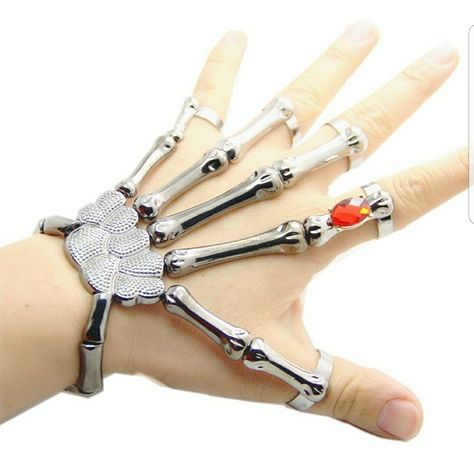 JoJo & Lin Goth Bone Finger Bond Hand Bangle/Bracelet Human Hand Bones, Steampunk Hand, Skeleton Hand Bracelet, Skull Bracelets, Hand Skeleton, Skeleton Bracelet, Bone Bracelet, Finger Bracelets, Gothic Bracelet