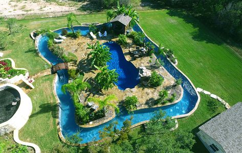 extreme residential lazy river pools | LONESTAR FIBERGLASS POOLS - Lonestar Fiberglass Pools Backyard Lazy River, River Ideas, River Pool, Lazy River Pool, Lazy River, Natural Swimming Pools, Luxury Pools, Fiberglass Pools, Dream Pools