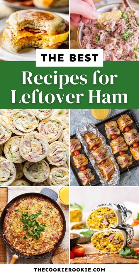 The Best Recipes for Leftover Ham include easy meals like ham and bean soup, ham sliders, ham and cheese pinwheels, and more! Perfect for using up that holiday ham. Find the recipes on our site! Recipes With Deli Ham, Sliders Ham And Cheese, Diced Ham Recipes, Bean Soup Ham, Deli Ham Recipes, Recipes For Leftover Ham, Soup Ham, Ham Fried Rice, Ham And Potato Casserole