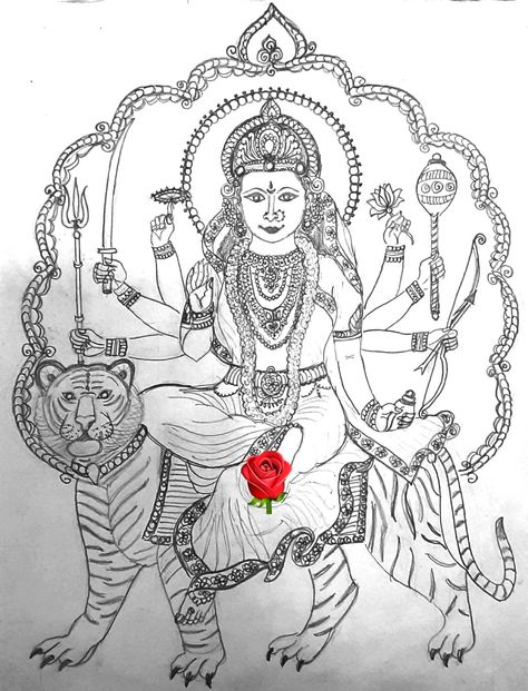 Durga devi Devi Sketch, Durga Devi, Devi Durga, Princess Zelda, Sketch, Pencil, Humanoid Sketch, Zelda Characters, Fictional Characters