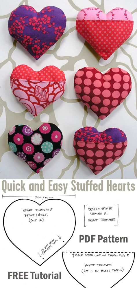 Quick and Easy Stuffed Hearts Tutorial Best Friend Sewing Gifts, Valentines Day Sewing Projects Simple, Valentine Sewing Projects For Kids, Tiny Pillows Diy, Valentine’s Day Sewing Crafts, Sewing Projects For Valentines Day, Sew Valentines Gifts, Valentine Sewing Gifts, Hand Sewn Hearts