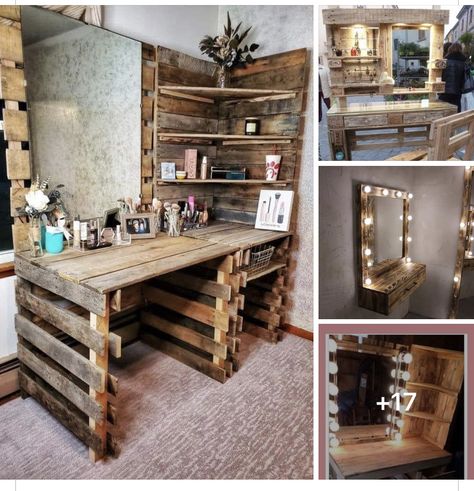 Western Bedrooms Ideas, Wood Pallet Vanity, Pallet Vanity, Western Room Ideas, Western Bedrooms, Diy Wood Pallet, Country Bedroom Decor, Koti Diy, Western Bedroom Decor