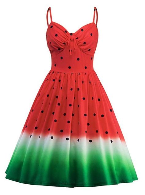 Watermelon Birthday Party Ideas - diy crafts, food, cake, decorations, printables and fun favors for your sweet party theme! via BirdsParty.com @birdsparty Red A Line Dress, Watermelon Dress, Watermelon Designs, Watermelon Print, Maxi Dress Cocktail, Vestidos Vintage, 50s Dresses, Black Prom Dresses, Prom Dresses Blue