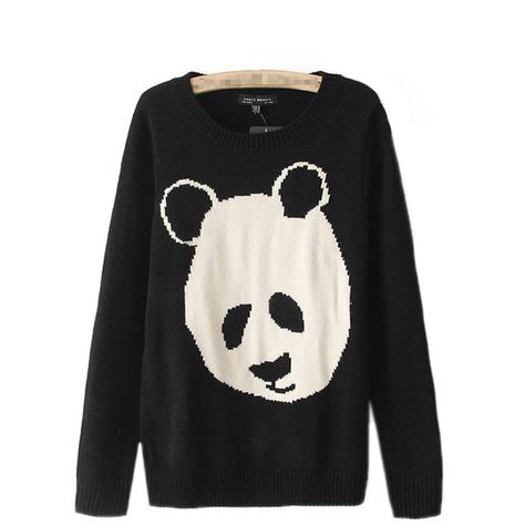 Black Cute Womens Crew Neck Long Sleeve Panda Patterned Pullover ($25) ❤ liked on Polyvore featuring tops, sweaters, black, crew neck pullover, panda bear sweater, sweater pullover, crewneck sweaters and long sleeve pullover sweater Panda Sweater, Pullover Mode, Cheap Sweaters, Cartoon Panda, Panda Print, Acrylic Sweater, Sammy Dress, Embroidered Sweater, Pattern Sweater