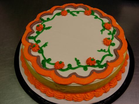 Pumpkin Patch Cake DQ Dairy Queen Cake at Park Place, St. Louis Park, MN Fall Ice Cream Cake Designs, Fall Ice Cream Cake, Cake Ideas Thanksgiving, Dairy Queen Cakes Designs, Dq Cakes Designs, Fall Cake Decorating Ideas, Thanksgiving Cake Ideas, Fall Theme Cakes, Pumpkin Patch Cake