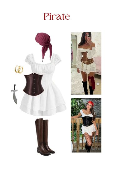 Teen Girls Halloween Costumes, Halloween Last Minute Costume, Halloween Last Minute, Halloween Costume Easy, Halloween Inspired Outfits, Halloween Fashion Outfits, Girls Halloween Costumes, Pirate Halloween Costume, Pirate Girl Costume