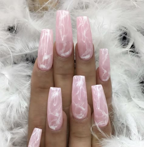 Light Pink And White Marble Nails, Cloudy Pink Nails, Mermer Nails, Baby Pink And White Nails, Pink And White Marble Nails, Pink Baby Shower Nails, Baby Shower Nails Girl, White Marble Nails, Pink Marble Nails