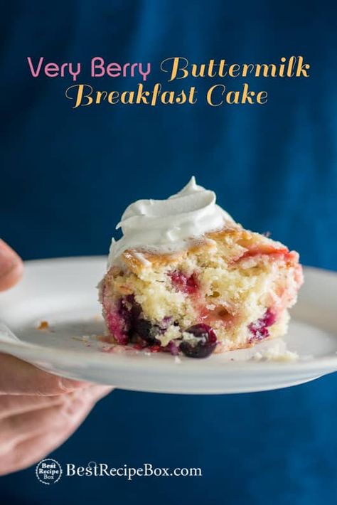 Easy Berry Buttermilk Breakfast Cake with Fresh Berries - Tender, Delicous Buttermilk Breakfast Cake, Recipes With Buttermilk, Buttermilk Breakfast, Breakfast Cake Recipes, Breakfast Casserole Bacon, Best Brunch Recipes, Breakfast Hashbrowns, Hashbrown Breakfast Casserole, Berry Breakfast