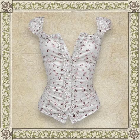 Corset Balletcore Milkmaid Top 🧚🏽 ⚔️ lacing in the... - Depop Sims 4 Milkmaid Top, Milkmaid Tops, Milkmaid Blouse, Buckle Bunny, Milkmaid Top, Fatal Frame, Puffy Sleeves, Strawberries And Cream, Contrast Stitch