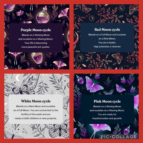 Purple Moon Cycle Period, Pink Moon Cycle, Purple Moon Cycle, Enchantress Aesthetic, Red Moon Cycle, Cyclical Living, Menstrual Phase, Seed Cycling, Spiritual Care