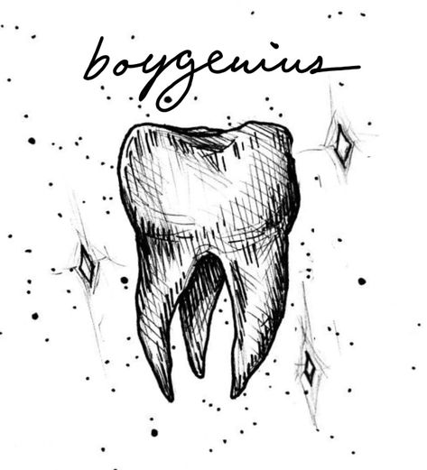 Boygenius Teeth Tattoo, Boygenius Tooth Drawing, Boygenius Widget, Boygenius Drawing, Boygenius Quotes, Boygenius Sticker, Boy Genius Poster, Boygenius Art, Boygenius Aesthetic