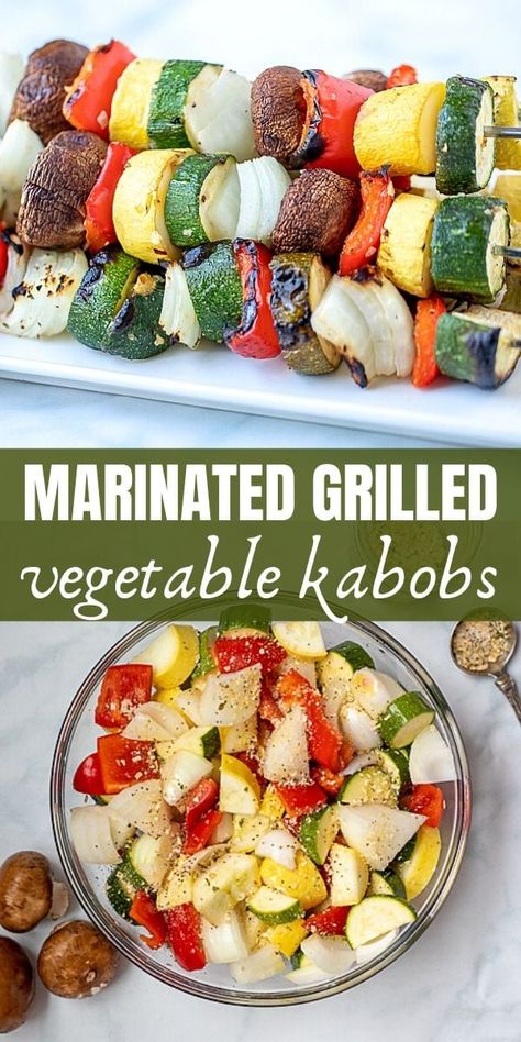 Vegetable Shish Kabob, Kabob Marinade Recipes, Grilled Veggie Kabobs, Veggie Marinade, Grilled Vegetable Kabobs, Marinated Grilled Vegetables, Vegetable Marinade, Simple Marinade, Grilled Kabob Recipes