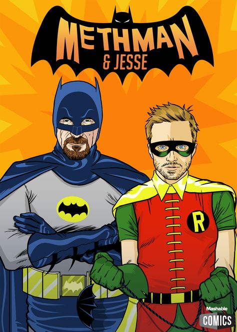 Batman-and-RobinMERGED1 Beaking Bad, Breaking Bad Series, Breaking Bad 3, Breaking Bad Art, Mike Ehrmantraut, Famous Duos, Dynamic Duos, Bad Art, Walter White