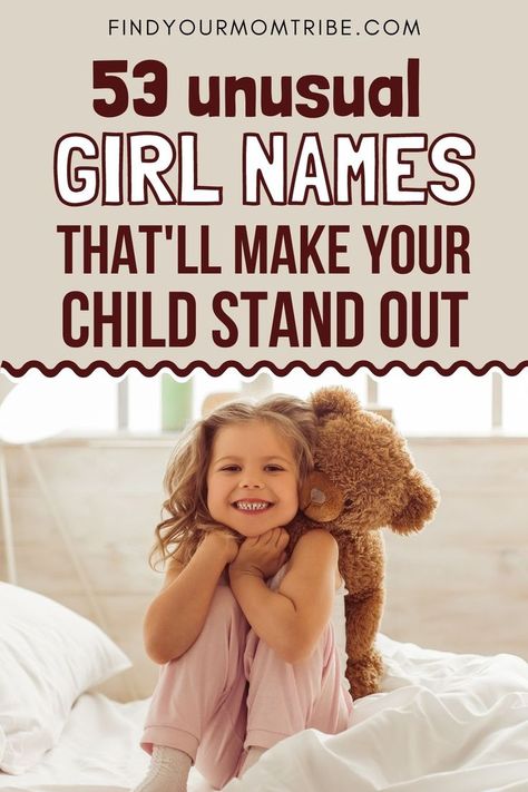 Unusual girl names exist all over the place, it's just a matter of finding them. Here are 53 of the best ones for you to pick. #unusualgirlnames #babynames #girlnames #babynameinspiration #findyourmomtribe Unusual Girl Names, Unusual Baby Girl Names, Best Girl Names, Modern Baby Names, Best Names, Unique Girl Names, Unusual Names, Unisex Name, Cool Baby Names