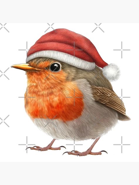 "cute robin wearing a Santa hat Color pencil drawing" Greeting Card for Sale by TeeARTHY | Redbubble Cute Robin Drawing, Robin Painting, Christmas Robin Drawing, Robin Xmas Cards, Christmas Robin Painting, Christmas Robins Watercolour, Christmas Robin Illustration, Two Red Robins Christmas Cards, Robin Bird Tattoos