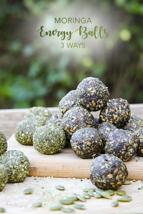 Moringa Energy Balls - 3 Ways - Kind Earth Moringa Recipes, Energy Balls Recipe, Moringa Benefits, Benefits Of Moringa, Energy Balls Healthy, Moringa Leaf Powder, Energy Food, Moringa Tree, Healthy Videos