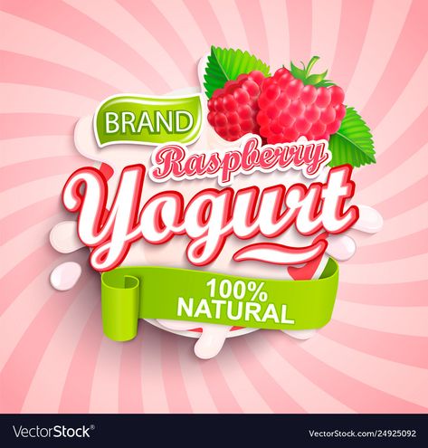 Yogurt Design, Yogurt Ideas, Splash Vector, Brand Template, Yogurt Packaging, Halloween Party Banner, Big Sales Banner, Message From Santa, Raspberry Yogurt