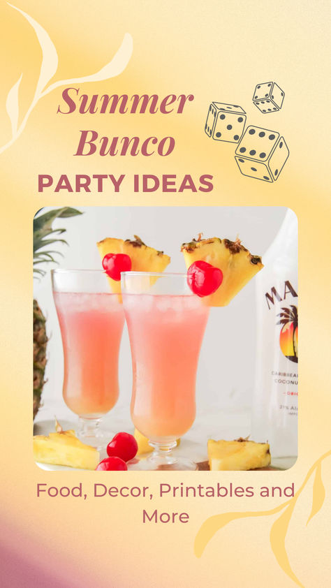 Summer is the season of sunshine, laughter, and good times with friends. And what better way to kick off the warm weather than with a fun and festive bunco party?  #bunco #summerbunco #buncoprintables #buncoparty Bunko Themes Ideas, August Bunco Themes, Bunco Themes Ideas, Bunko Food Ideas, Bunko Themes, Bunco Food Ideas, Bunko Food, Bunco Party Themes, Bunco Party Ideas