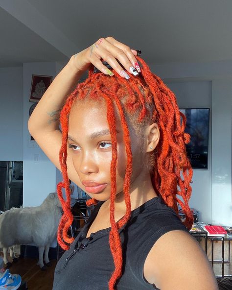 Black Kim Possible, Orange Locs, Orange Dreads, Hair Tiktok, Hair Color Orange, Short Locs Hairstyles, Dreads Styles, Dyed Natural Hair, Natural Hair Beauty