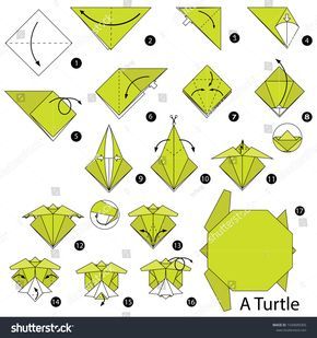 Step By Step Instructions How Make Stock Illustration 1549689305 Origami Návody, Sticky Note Origami, Origami Turtle, Origami Dog, Easy Origami Flower, Origami Frog, Origami Tutorial Easy, Origami Step By Step, Tutorial Origami