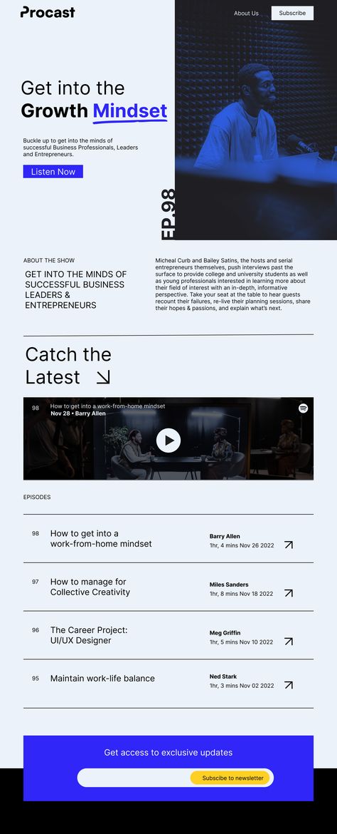 Discover the art of simplicity with our One-Page Podcast Website inspiration! 🎙️✨ Explore clean typography, embedded episodes, and minimalist designs with seamless user experience and eye-catching aesthetics. Perfect for a one page website design or launching your new podcast site. #PodcastWebsite #OnePageDesign #SimplicityInDesign Entrepreneur Website Design, Podcast Page Design, Podcast Web Design, Podcast Website Design Inspiration, Podcast Website Design, One Page Website Design, Podcast Website, Entrepreneur Website, Clean Typography